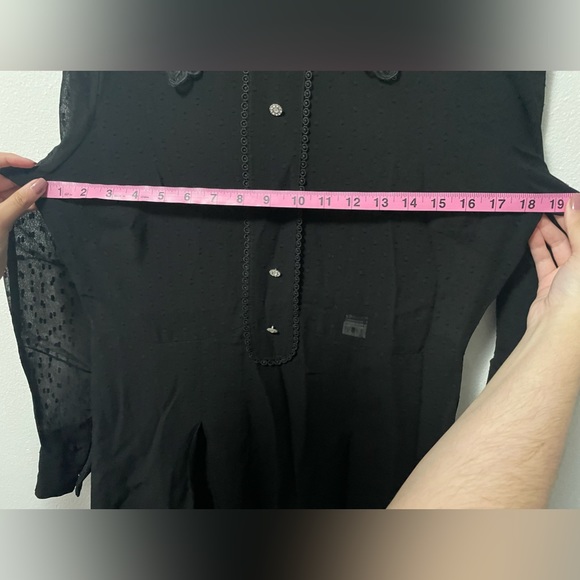 Zara black dot mesh romper with jewel buttons and lace collar - Picture 15 of 16